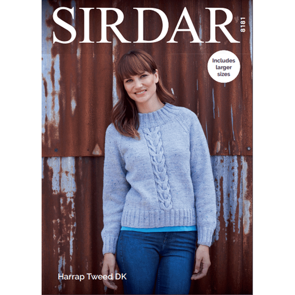 Lady's Sweater Knitting Pattern | Sirdar Harrap Tweed DK 8181 | Digital Download - Main Image
