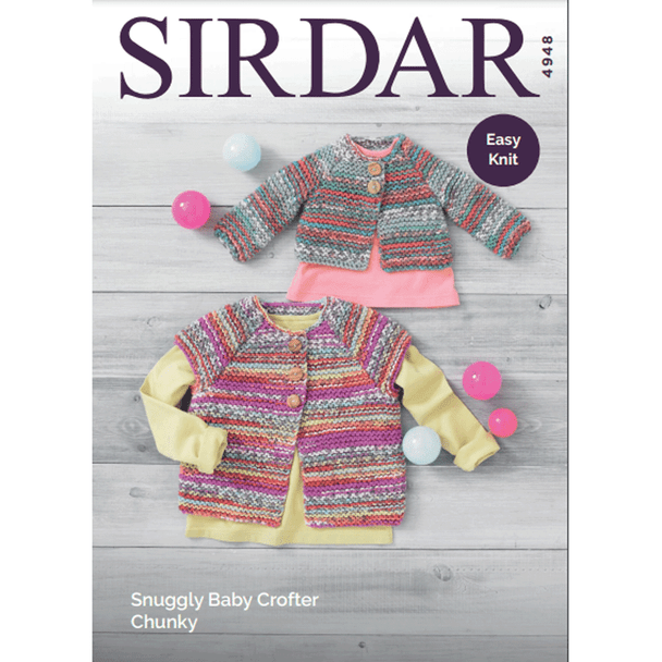 Baby Girl's Cardigan Knitting Pattern | Sirdar Snuggly Baby Crofter Chunky 4948 | Digital Download - Main Image