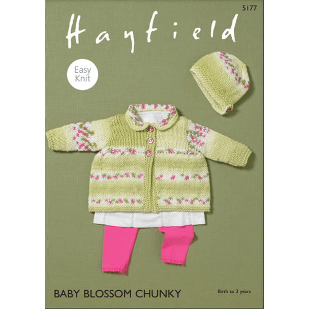 Baby Girl's Matinee Coat And Bonnet Knitting Pattern | Sirdar Hayfield Baby Blossom Chunky 5177 | Digital Download - Main Image