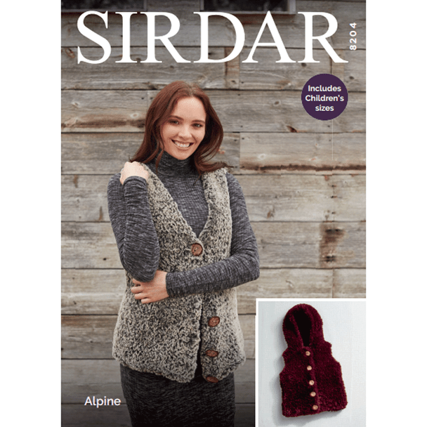 Woman And Girl's Gilets Knitting Pattern | Sirdar Alpine 8204 | Digital Download - Main Image