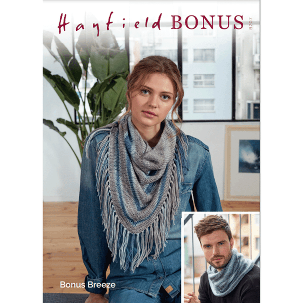 Adult's Striped Snood And Fringed Shawl Knitting Pattern | Sirdar Hayfield Bonus Breeze DK 8207 | Digital Download - Main Image