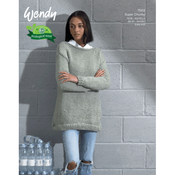 Wendy Knit's Recycled Super Chunky Knitting Pattern | Slouchy Sweater PP7002