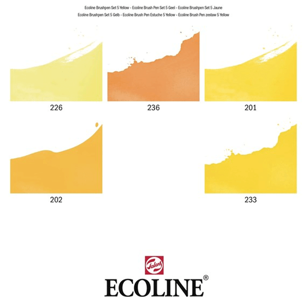 Ecoline | Watercolour Brush Pens | Yellows | Pack of 5
