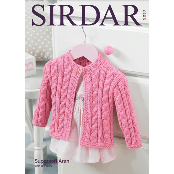 Baby And Girl's Cardigan Knitting Pattern | Sirdar Supersoft Aran 5237 | Digital Download - Main Image