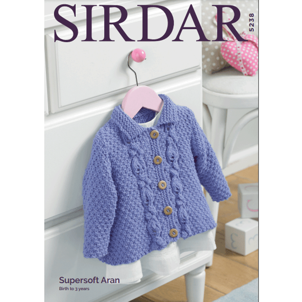 Baby /Girl's A Line Jacket Knitting Pattern | Sirdar Supersoft Aran 5238 | Digital Download - Main Image