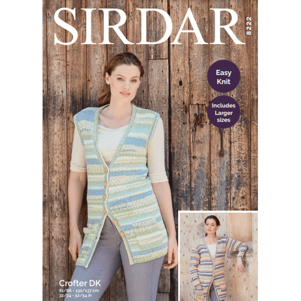 Cardigan And Waistcoat Knitting Pattern | Sirdar Crofter DK 8222 | Digital Download - Main Image