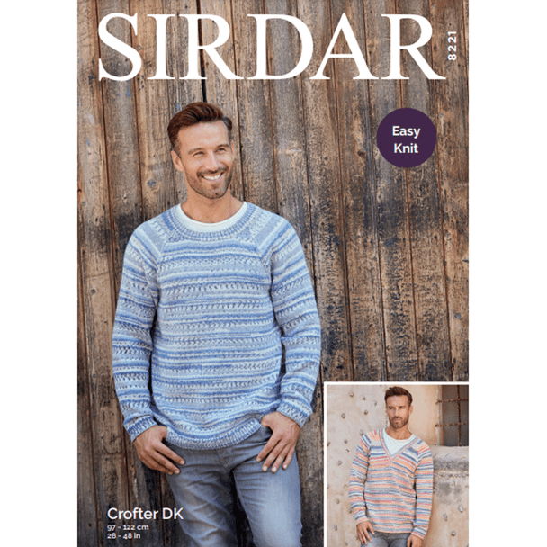 Men's Sweater Knitting Pattern | Sirdar Crofter DK 8221 | Digital Download - Main Image