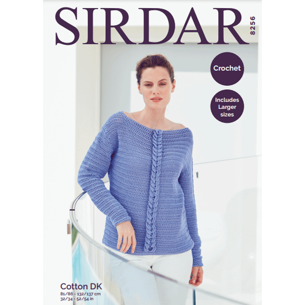 Woman's Sweater Crochet Pattern | Sirdar Cotton DK 8256 | Digital Download - Main Image