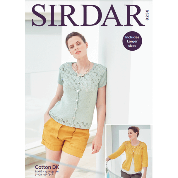 Women's Cardigan Knitting Pattern | Sirdar Cotton DK 8258 | Digital Download - Main Image