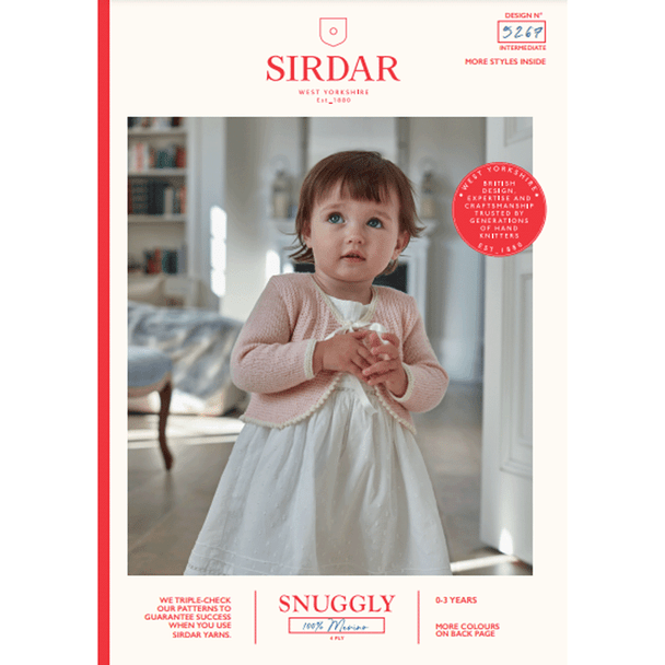 Baby Cardigan Knitting Pattern | Sirdar Snuggly 100% Merino 4 Ply 5267 | Digital Download - Main Image