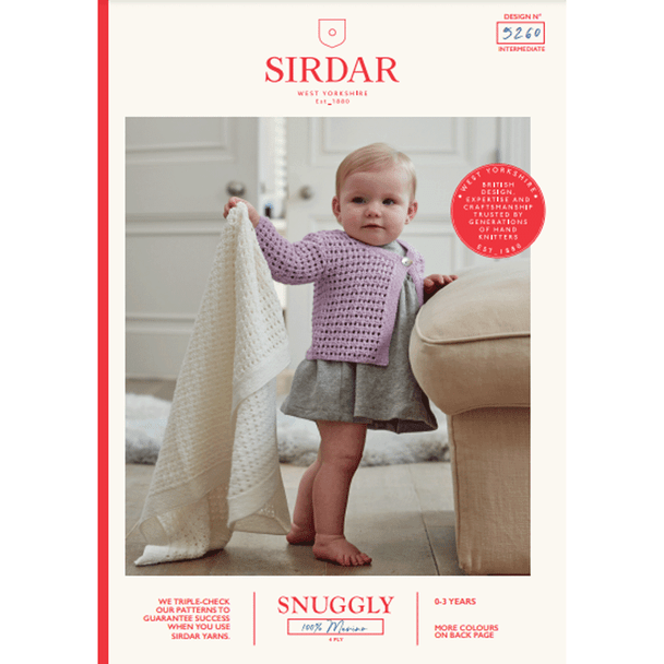 Blanket And Cardigan Knitting Pattern | Sirdar Snuggly 100% Merino 4 Ply 5260 | Digital Download - Main Image