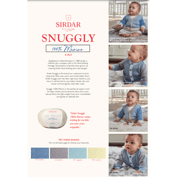 Baby Cardigans Knitting Pattern | Sirdar Snuggly 100% Merino 4 Ply 5264 | Digital Download