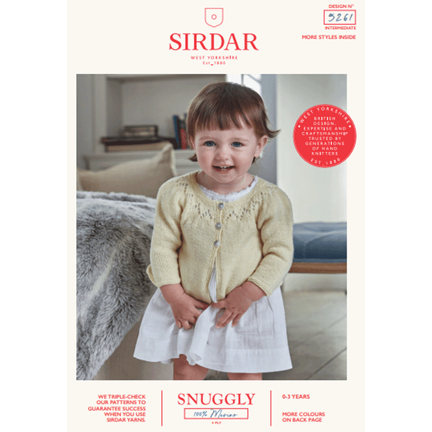 Cardigan And Booties Knitting Pattern | Sirdar Snuggly 100% Merino 4 Ply 5261 | Digital Download - Main Image