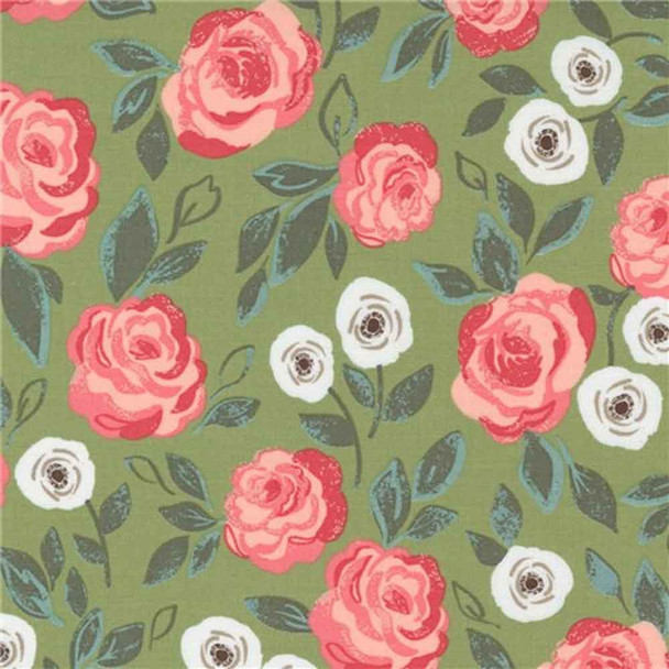 Love Notes Lella Boutique Moda Fabric | 5150-14 Roses in Bloom Grass - Main Image
