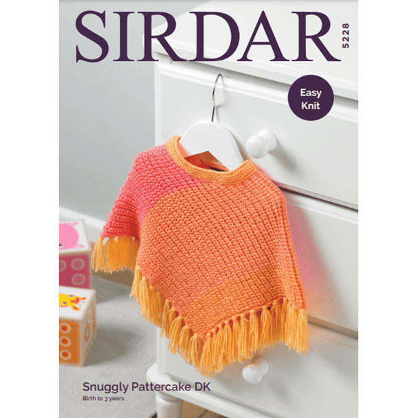 Baby Poncho Knitting Pattern | Sirdar Snuggly Pattercake DK 5228 | Digital Download - Main Image