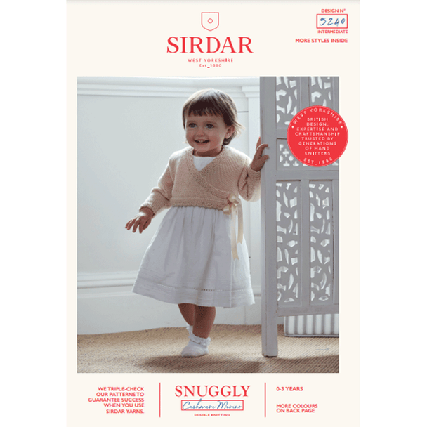 Baby Girl's Cardigan Knitting Pattern | Sirdar Snuggly Cashmere Merino DK 5240 | Digital Download - Main Image