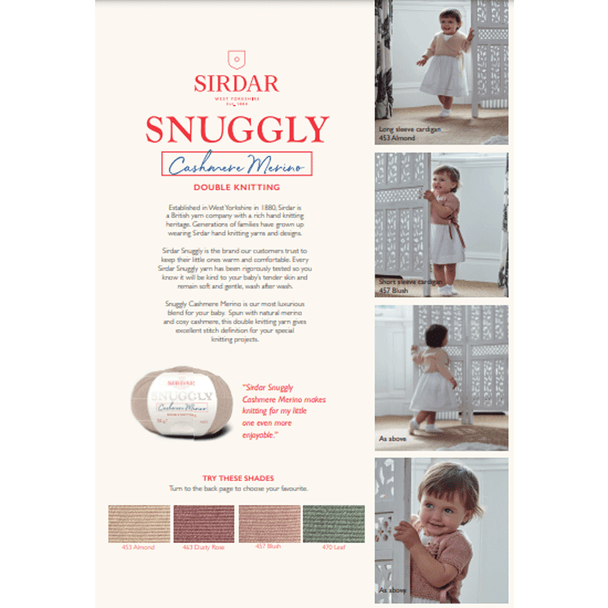 Baby Girl's Cardigan Knitting Pattern | Sirdar Snuggly Cashmere Merino DK 5240 | Digital Download - Image