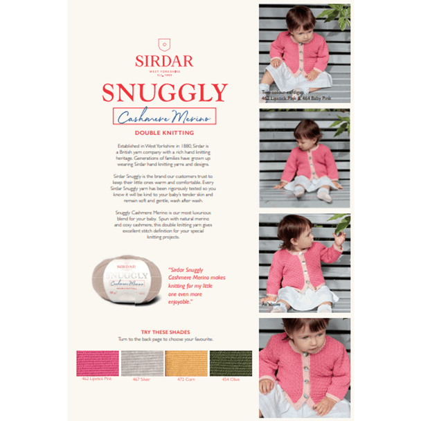 Babies and Girls  Cardigan Knitting Pattern | Sirdar Snuggly Cashmere Merino DK 5242 | Digital Download -