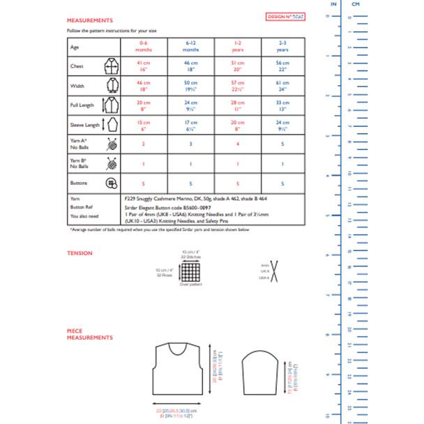 Babies and Girls  Cardigan Knitting Pattern | Sirdar Snuggly Cashmere Merino DK 5242 | Digital Download - Pattern Information