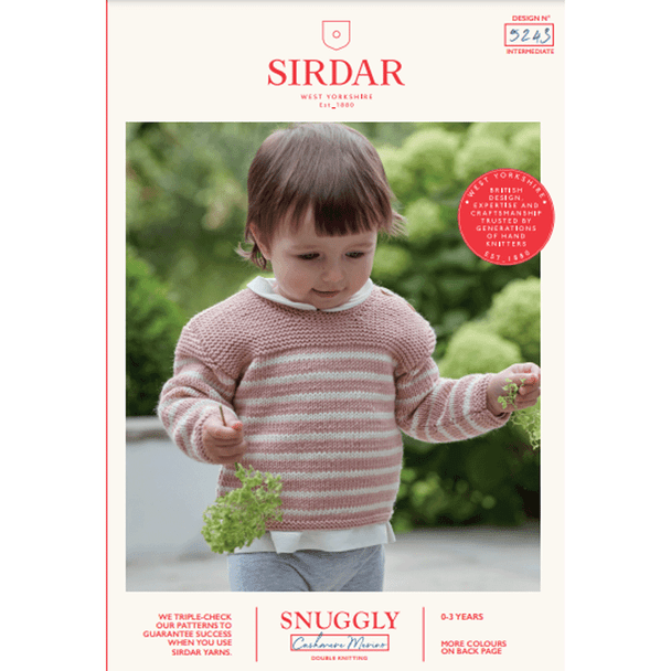 Babies Jumper Knitting Pattern | Sirdar Snuggly Cashmere Merino DK 5243 | Digital Download - Main Image