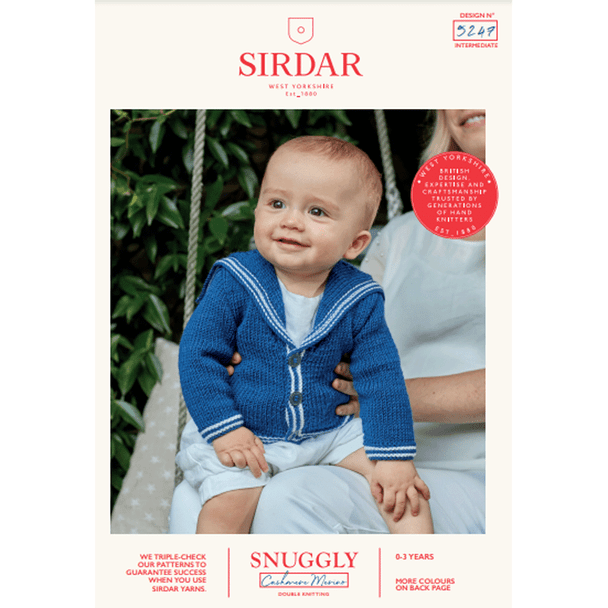 Baby Boy's Cardigan Knitting Pattern | Sirdar Snuggly Cashmere Merino DK 5247 | Digital Download - Main Image