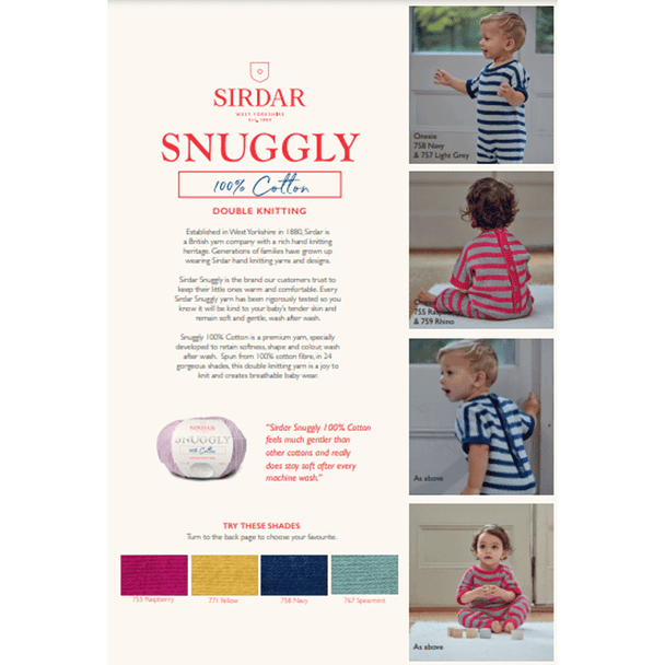 Onesies Knitting Pattern | Sirdar Snuggly 100% Cotton DK 5276 | Digital Download