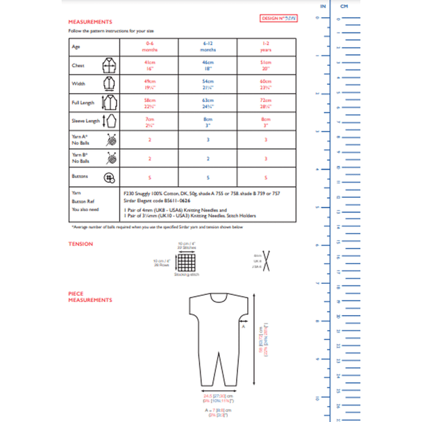 Onesies Knitting Pattern | Sirdar Snuggly 100% Cotton DK 5276 | Digital Download - Pattern Information