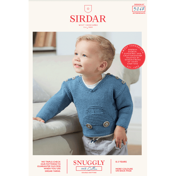 Boys Jumper Knitting Pattern | Sirdar Snuggly 100% Cotton DK 5268 | Digital Download - Main Image