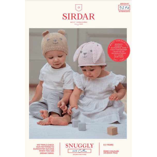 Babies Hat Knitting Pattern | Sirdar Snuggly 100% Cotton DK 5274 | Digital Download - Main Image