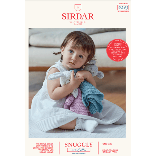 Rabbit & Bear Baby Comforter Knitting Pattern | Sirdar Snuggly 100% Cotton DK 5273 | Digital Download - Main Image