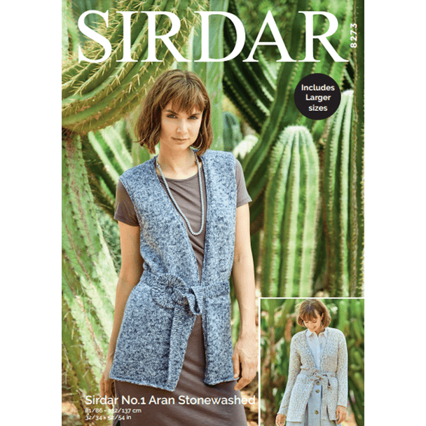 Woman's Cardigan And Waistcoat Knitting Pattern | Sirdar No.1 Aran Stonewashed 8273 | Digital Download - Main Image