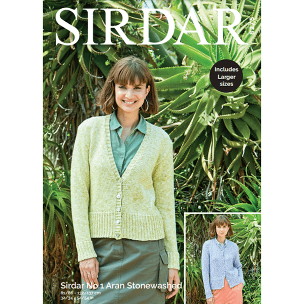 Woman's Cardigans Knitting Pattern | Sirdar No.1 Aran Stonewashed 8275 | Digital Download - Main Image