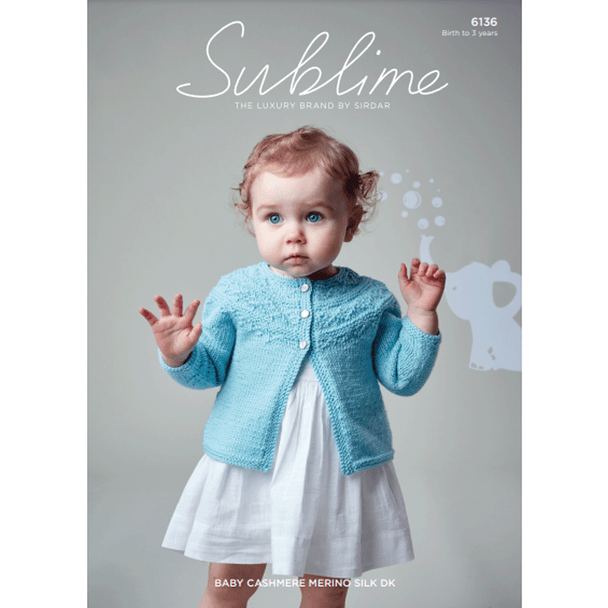 Baby Girl's Cardigan Knitting Pattern | Sirdar Sublime Baby Cashmere Merino Silk DK 6136 | Digital Download - Main Image