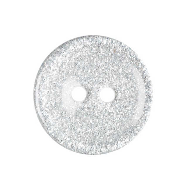15mm Round Silver Glitter Button | Trimits