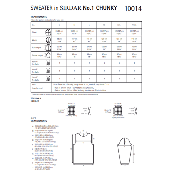 Women's Sweater Knitting Pattern | Sirdar No.1 Chunky 10014 | Digital Download - Pattern Information