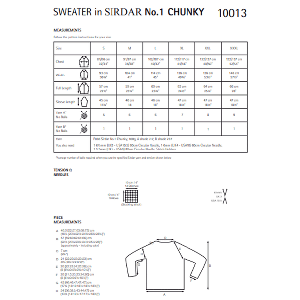 Woman's Sweater Knitting Pattern | Sirdar No.1 Chunky 10013 | Digital Download - Pattern Information