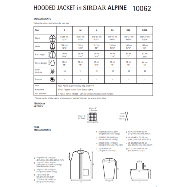 Woman's Hooded Jacket Knitting Pattern | Sirdar Alpine 10062 | Digital Download - Pattern Information