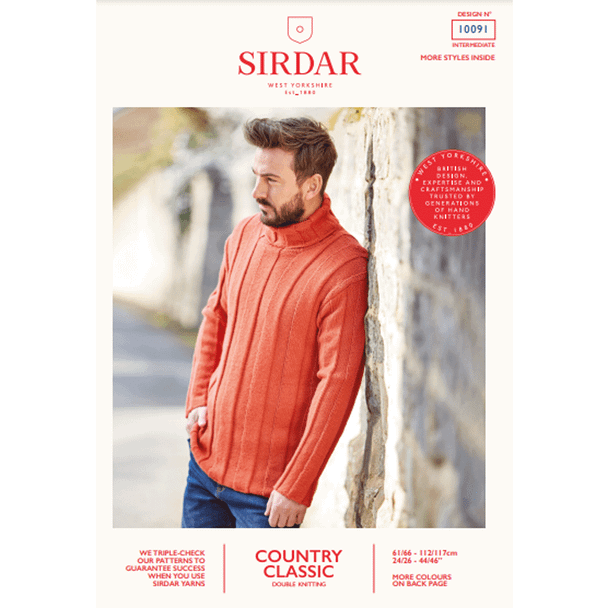 Men's Sweater Knitting Pattern | Sirdar Country Classic DK 10091 | Digital Download - Main Image