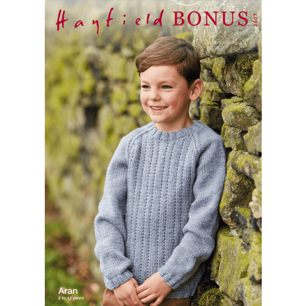 Boy's Sweater Knitting Pattern | Sirdar Hayfield Bonus Aran 2507 | Digital Download - Main Image