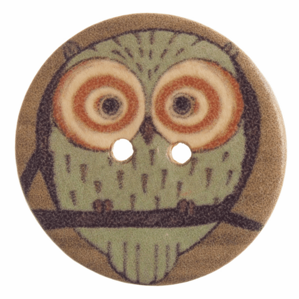 Trimits Loose Buttons | Wooden Owl Patterned Button | 25mm