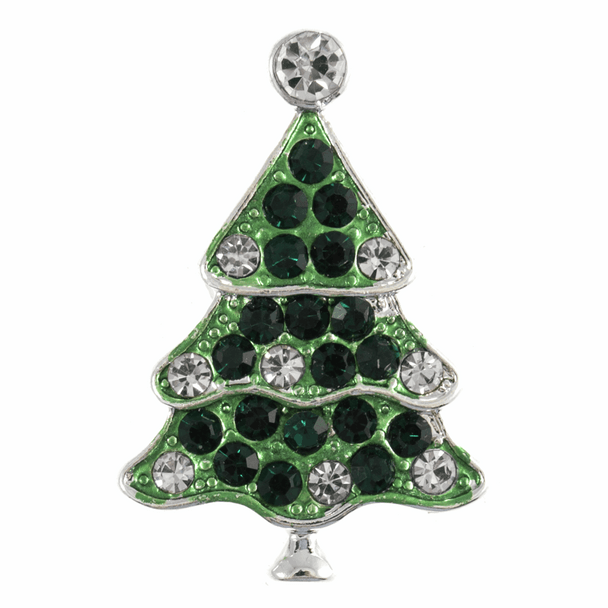 Trimits Loose Buttons |  Christmas Buttons | Diamante Christmas Tree | 28mm | Green