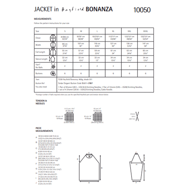 Ladies Jacket Knitting Pattern | Sirdar Hayfield Bonanza 10050 | Digital Download - Pattern Information