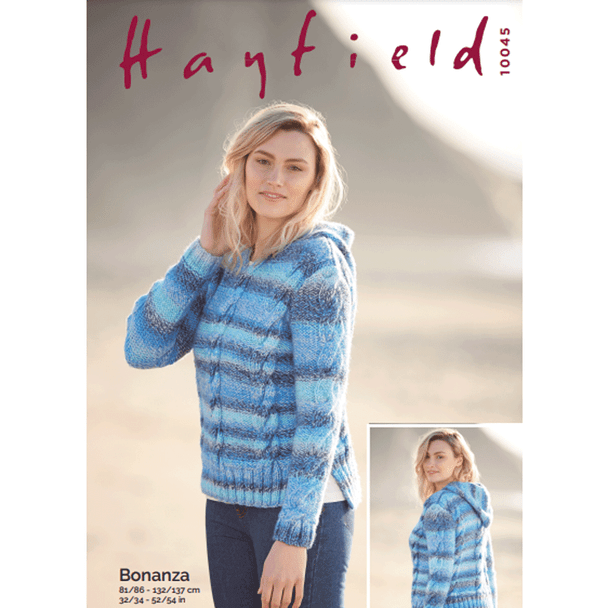 Ladies Hooded Sweater Knitting Pattern | Sirdar Hayfield Bonanza 10045 | Digital Download - Main Image