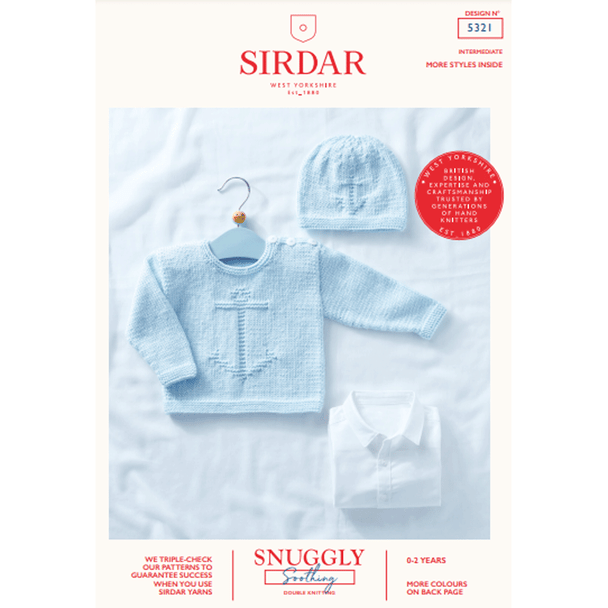 Babies Sweater And Hat Knitting Pattern | Sirdar Snuggly Soothing DK 5321 | Digital Download - Main Image