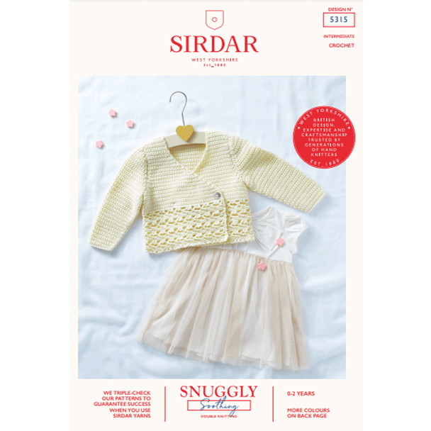 Baby Girl's Cardigan Crochet Pattern | Sirdar Snuggly Soothing DK 5315 | Digital Download - Main Image