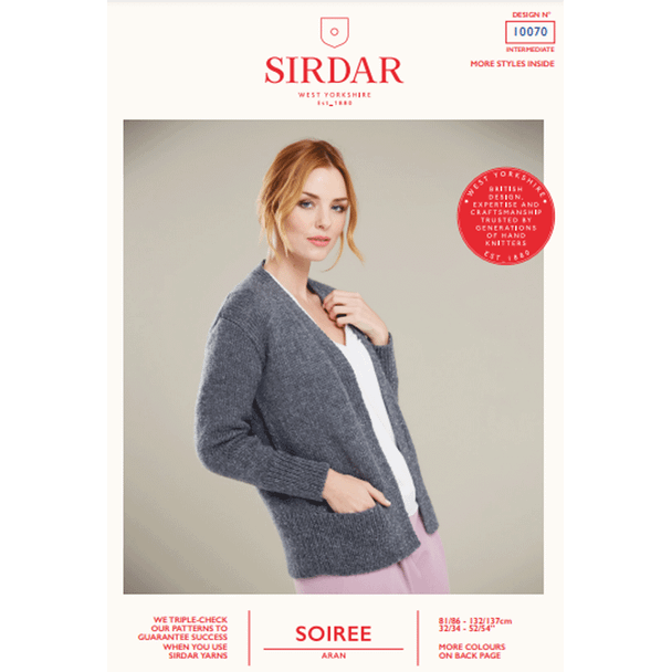 Ladies V Neck Jacket Knitting Pattern | Sirdar Soiree Aran 10070 | Digital Download - Main Image