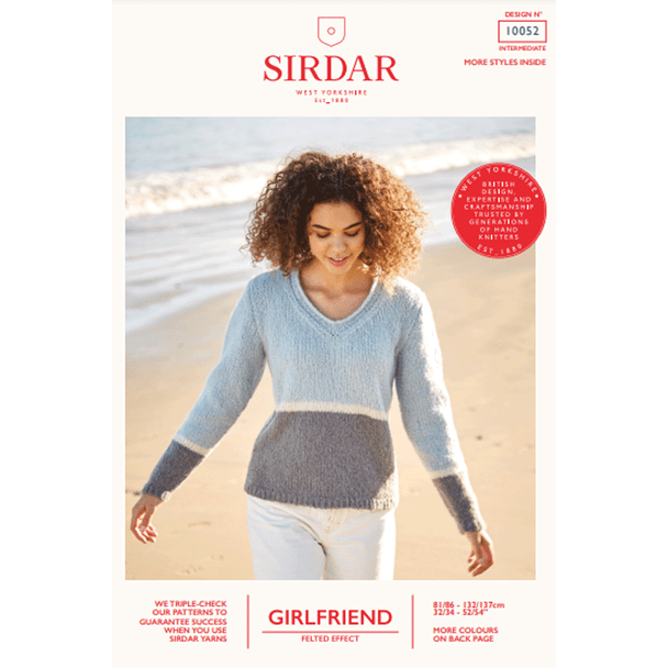 Ladies Three Colour Sweater Knitting Pattern | Sirdar Girlfriend 10052 | Digital Download - Main Image