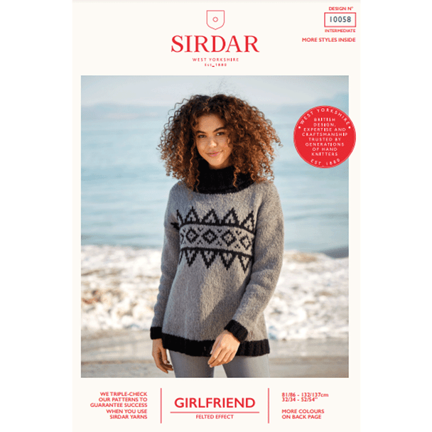 Ladies Geometric Fair Isle Sweater Knitting Pattern | Sirdar Girlfriend 10058 | Digital Download - Main Image