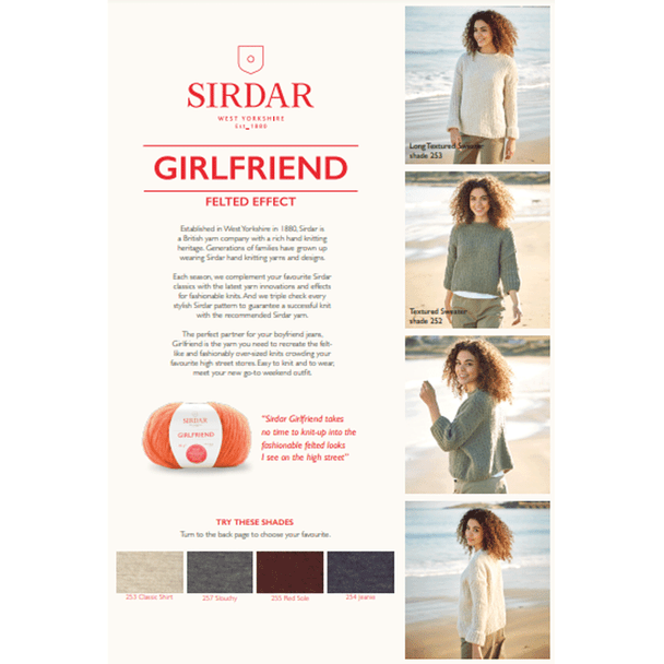 Ladies Textured Sweater Knitting Pattern | Sirdar Girlfriend 10054 | Digital Download