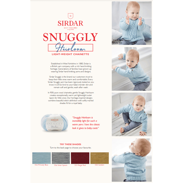 Baby Boy's Cable Panel Sweater Knitting Pattern | Sirdar Snuggly Heirloom 5327 | Digital Download